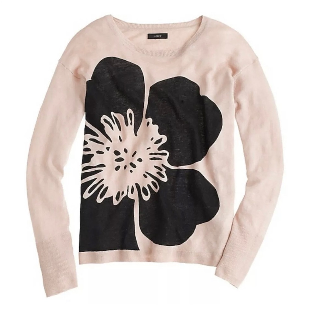 J.Crew Abstract Floral Lotus Linen Sweater, XXS